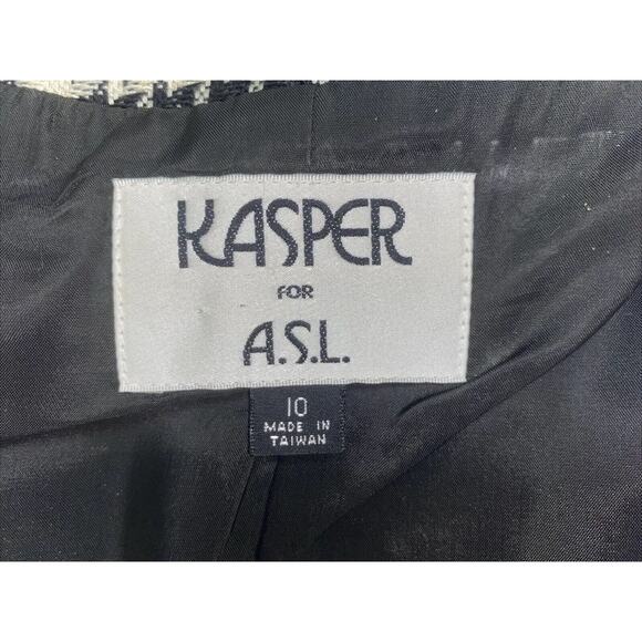 Vintage Kasper and Company ASL Womens Wool Black Houndstooth Jacket Size 10 - Picture 5 of 5